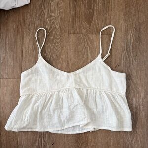 White linen crop Top